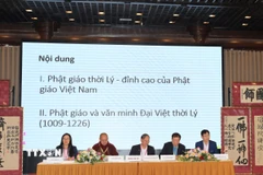 Đoàn chủ trì hội thảo. (Ảnh: Thanh Tuấn/TTXVN)