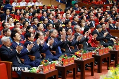 Lãnh đạo Đảng và Nhà nước tham dự Đại hội Thi đua yêu nước toàn quốc lần thứ XI. (Ảnh: Diệp Trương/TTXVN)