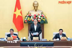 Chủ tịch Quốc hội Trần Thanh Mẫn phát biểu kết thúc phiên họp. (Ảnh: Doãn Tấn/TTXVN)
