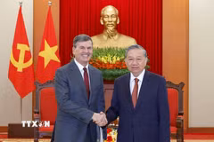 Tổng Bí thư Tô Lâm tiếp Giám đốc Học viện Tổng thống Liên bang Nga Aleksey Komissarov. (Ảnh: Thống Nhất/TTXVN)
