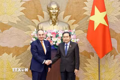 Chủ tịch Quốc hội Trần Thanh Mẫn tiếp Phó Chủ tịch thứ nhất Quốc hội Hy Lạp Ioannis Plakiotakis. (Ảnh: Doãn Tấn/TTXVN)