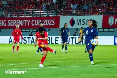 Việt Nam quyết đánh bại Thái Lan để giành hạng 3 AFF Cup nữ 2025. (Ảnh: Việt Anh/Vietnam+)