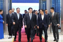 Chủ tịch nước Lương Cường kiểm tra công tác chuẩn bị và tổng duyệt Lễ mở ký Công ước Liên hợp quốc về chống tội phạm mạng (Công ước Hà Nội) tại Trung tâm Hội nghị Quốc Gia (Mỹ Đình, Hà Nội). (Ảnh: TTXVN)