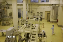 Nhân viên kỹ thuật Iran làm việc bên trong cơ sở hạt nhân Isfahan, nằm cách thủ đô Tehran khoảng 420km về phía Nam. (Ảnh: The Times of Israel/TTXVN)