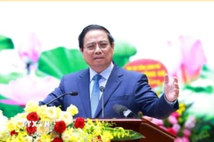 Thủ tướng Phạm Minh Chính phát biểu chỉ đạo Đại hội đại biểu Đảng bộ Bộ Xây dựng lần thứ I, nhiệm kỳ 2025-2030. (Ảnh: Dương Giang/TTXVN)