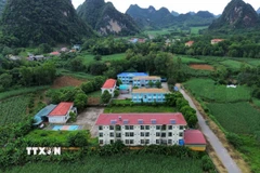 Trường Phổ thông Dân tộc Nội trú THCS Phục Hòa tại xã Phục Hòa, tỉnh Cao Bằng. (Ảnh: Chu Hiệu/TTXVN)