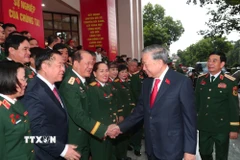 Tổng Bí thư Tô Lâm với các đại biểu dự Đại hội. (Ảnh: Trọng Đức/TTXVN)