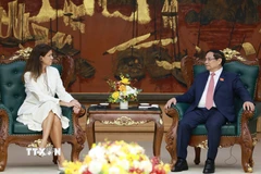 Thủ tướng Phạm Minh Chính tiếp bà Maria Zingoni, Tổng Giám đốc điều hành của các doanh nghiệp điện lực thuộc Tập đoàn GE Vernova (Hoa Kỳ). (Ảnh: Dương Giang/TTXVN)