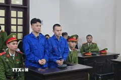 Hai bị cáo tại phiên xử. (Ảnh: Kim Anh/TTXVN)
