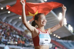 Nguyễn Thị Oanh giành 3 huy chương Vàng tại SEA Games 33. (Ảnh: Minh Quyết/TTXVN)