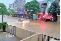 Mưa lớn gây ngập ở Thái Nguyên. (Ảnh: Trần Trang/TTXVN)