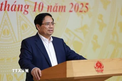 Thủ tướng Phạm Minh Chính chủ trì Phiên họp lần thứ 16 của Ban Chỉ đạo IUU. (Ảnh: Dương Giang/TTXVN)