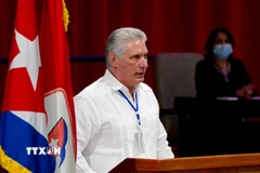 Chủ tịch Cuba Miguel Diaz-Canel trong bài phát biểu tại La Habana. (Ảnh: THX/TTXVN)
