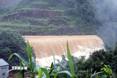 Khu vực đập tràn xả lũ đập thủy điện Bắc Khê 1, xã Tân Tiến, tỉnh Lạng Sơn hoạt động bình thường. (Ảnh: Văn Đạt/TTXVN)