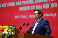Thủ tướng Phạm Minh Chính phát biểu chỉ đạo Hội nghị của Đảng ủy Chính phủ tổng kết công tác phòng, chống tham nhũng, lãng phí, tiêu cực. (Ảnh: Dương Giang/TTXVN)