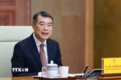 Thủ tướng Lê Minh Hưng phát biểu tại cuộc làm việc với Đoàn doanh nghiệp cấp cao Hội đồng Kinh doanh Hoa Kỳ-ASEAN (USABC). (Ảnh: Dương Giang/TTXVN)