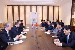 Chủ tịch Quốc hội Trần Thanh Mẫn gặp Chủ tịch Quốc hội Gruzia Shalva Papuashvili. (Ảnh: Doãn Tấn/TTXVN)
