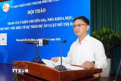 Phó Chủ tịch UBND Thành phố Hồ Chí Minh Nguyễn Mạnh Cường phát biểu tại hội thảo. (Ảnh: Trung Tuyến/TTXVN)