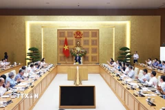Thủ tướng Phạm Minh Chính chủ trì cuộc họp với Hội đồng Tư vấn chính sách về phát triển kinh tế tư nhân. (Ảnh: Dương Giang/TTXVN)