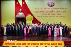 Ra mắt Đoàn đại biểu Đảng bộ Thành phố dự Đại hội Đại biểu toàn quốc lần thứ XIV của Đảng. (Ảnh: Tiến Lực/TTXVN)