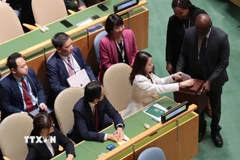 Thứ trưởng Bộ Ngoại giao Nguyễn Minh Hằng bỏ phiếu bầu. (Ảnh: Thanh Tuấn/TTXVN)