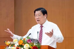 Ông Phan Đình Trạc, Ủy viên Bộ Chính trị, Bí thư Trung ương Đảng, Trưởng Ban Nội chính Trung ương phát biểu chỉ đạo Hội nghị. (Ảnh: Phương Hoa/TTXVN)