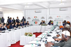 Chủ tịch Quốc hội Trần Thanh Mẫn hội đàm với Chủ tịch Quốc hội Malick Ndiaye. (Ảnh: Doãn Tấn/TTXVN)