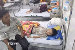 Nhiều học sinh phải nhập viện với các triệu chứng đau bụng, nôn ói, đi ngoài. (Ảnh: TTXVN phát)