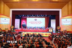 Đại biểu biểu quyết thông qua chương trình, nội quy, quy chế của đại hội. (Ảnh: Thống Nhất/TTXVN)
