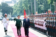 Lễ đón Tổng Bí thư Tô Lâm đến dự Lễ kỷ niệm 80 năm Ngày truyền thống Bộ Tổng Tham mưu Quân đội nhân dân Việt Nam. (Ảnh: Thống Nhất/TTXVN)
