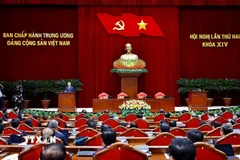 Tổng Bí thư Tô Lâm phát biểu bế mạc Hội nghị lần thứ hai Ban Chấp hành Trung ương Đảng khoá XIV. (Ảnh: Doãn Tấn/TTXVN)