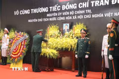 Thiếu tướng Lê Ngọc Hải, Tư lệnh Quân khu V thắp hương tưởng nhớ nguyên Chủ tịch nước Trần Đức Lương. (Ảnh: Phạm Cường/TTXVN)