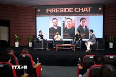 Ban Tổ chức cung cấp các thông tin về Tuần lễ Chung kết của giải đấu thể thao điện tử bộ môn Liên Minh Huyền Thoại khu vực Châu Á-Thái Bình Dương năm 2025. (Ảnh: Trần Lê Lâm/TTXVN)