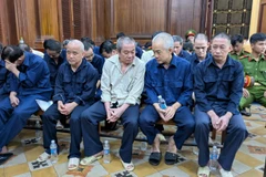 Các bị cáo tại tòa, ngày 10/3. (Nguồn: Báo Công an Nhân dân)