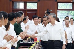 Tổng Bí thư Tô Lâm và các đại biểu. (Ảnh: Thống Nhất/TTXVN)