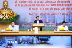 Thủ tướng Phạm Minh Chính chủ trì Hội nghị triển khai Nghị quyết của Quốc hội về thí điểm một số cơ chế, chính sách đặc thù phát triển nhà ở xã hội. (Ảnh: Dương Giang/TTXVN)