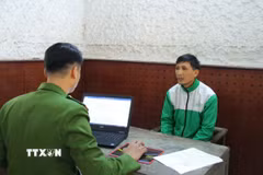 Đối tượng Bùi Việt Đức tại cơ quan Cảnh sát điều tra. (Ảnh: TTXVN phát)