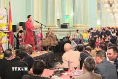 Tổng Lãnh sự Việt Nam tại San Francisco (Mỹ) Hoàng Anh Tuấn phát biểu tại buổi gặp mặt kiều bào nhân dịp Tết cổ truyền của dân tộc. (Ảnh: TTXVN phát)