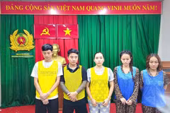 Các đối tượng trong đường dây lừa đảo bị bắt giữ.