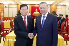 Tổng Bí thư Tô Lâm hội kiến Tổng Bí thư, Chủ tịch nước Lào Thongloun Sisoulith ngày 2/9/2025. (Ảnh: Thống Nhất/TTXVN)