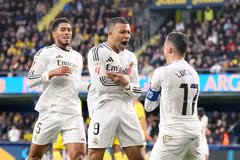 Mbappe (giữa) tỏa sáng giúp Real Madrid giành chiến thắng. (Nguồn: Getty Images)