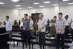 Các bị cáo nghe Tòa tuyên án. (Ảnh: Kim Anh/TTXVN)