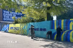 Trung tâm Quần vợt quốc gia USTA Billie Jean King tại quận Queens chuẩn bị mở cửa fanzone vào ngày 11/6. (Ảnh: Thanh Tuấn/TTXVN)