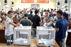 Ngày 27/9, UBND xã Triệu Việt Vương tổ chức thành công phiên đấu giá quyền sử dụng đất đầu tiên cho nhân dân làm nhà ở tại Khu dân cư nông thôn mới Xuân Đình, thôn An Cảnh. (Ảnh: Mạnh Khánh/TTXVN)