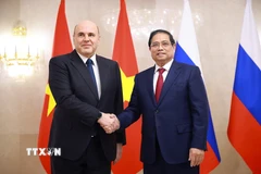 Thủ tướng Phạm Minh Chính hội đàm với Thủ tướng Liên bang Nga Mikhail Mishustin. (Ảnh: Dương Giang/TTXVN)