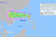 Đường đi của áp thấp. (Ảnh: TTXVN phát)