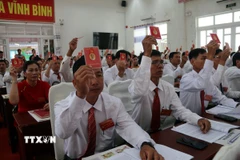 Các đại biểu biểu quyết thông qua nghị quyết. (Ảnh: Lê Sen/TTXVN)