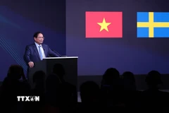 Thủ tướng Phạm Minh Chính phát biểu tại Diễn đàn kinh tế Việt Nam-Thụy Điển. (Ảnh: Dương Giang/TTXVN)
