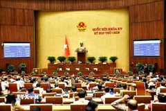 Quốc hội biểu quyết thông qua Nghị quyết của Quốc hội về một số cơ chế, chính sách đặc biệt, tạo đột phá trong xây dựng và tổ chức thi hành pháp luật. (Ảnh: Doãn Tấn/TTXVN)