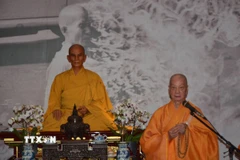 Đại lão hòa thượng Thích Trí Quảng kể về con đường tu hành của Bồ tát Thích Quảng Đức. (Ảnh: Linh Sơn/TTXVN)